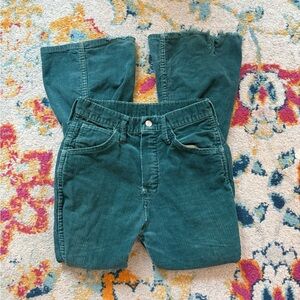 2 for $5 Kids Vintage 70s HillBilly Green Teal Distressed Corduroy Pants